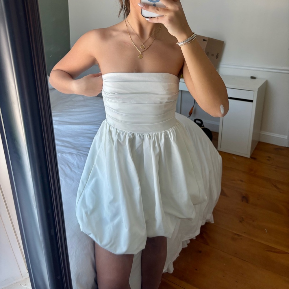 Showpo strapless white mini bubble dress